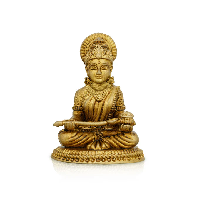 Annapurna Devi Sitting On Base - 2 x 1.5 Inches (Antique Brass)